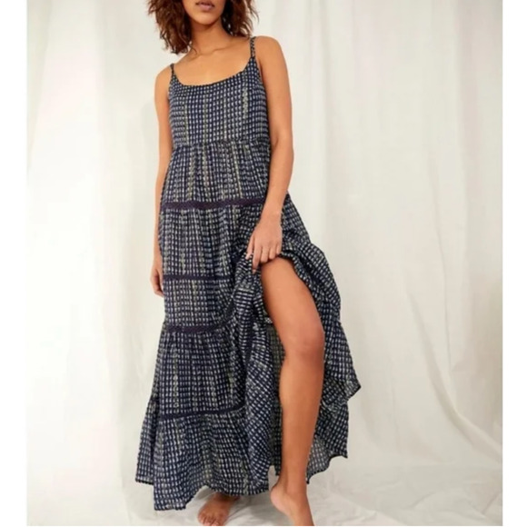 Free People Dresses & Skirts - Free People NEW Flowy Tiered Blue Maxi Dress